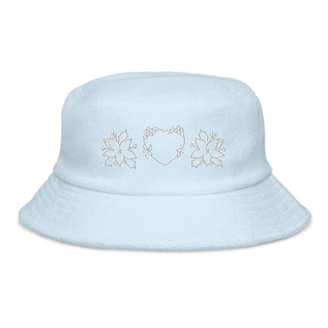Unstructured Terry Cloth Bucket Hats ~Heart Of Love & Flowers~