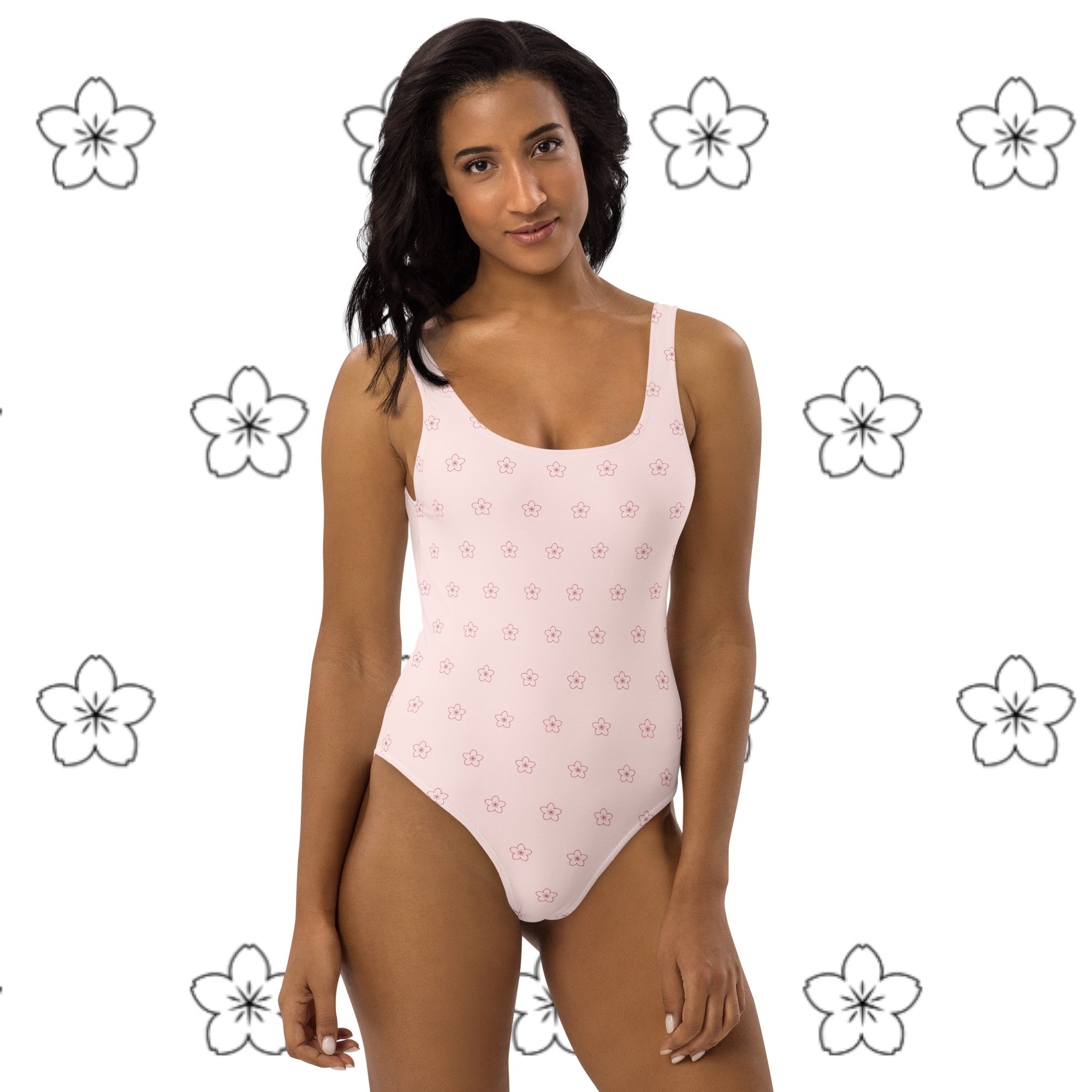 One Piece Cheeky Swimsuits ~Sakura Pattern~