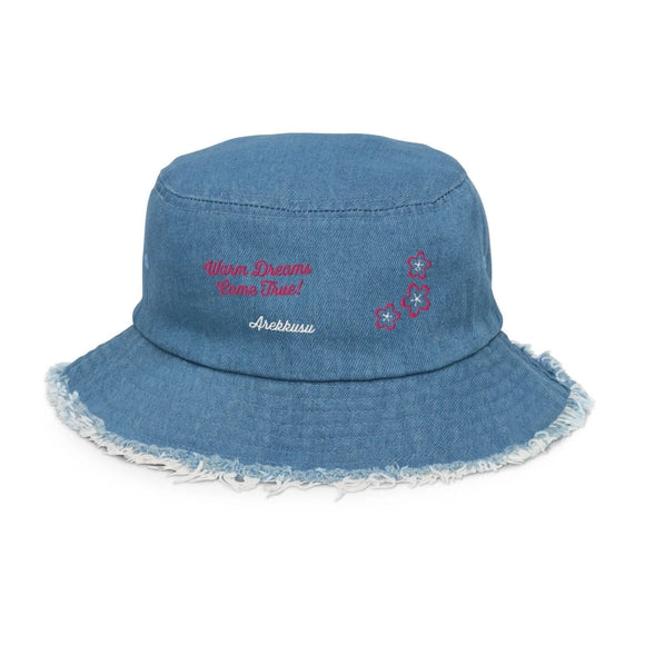 Distressed Denim Bucket Hat - Arekkusu - Store