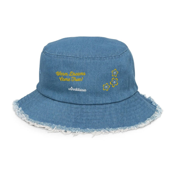 Distressed Denim Bucket Hat - Arekkusu - Store