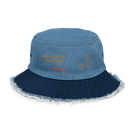 Buy dark-blue-blue-denim Distressed Denim Bucket Hat