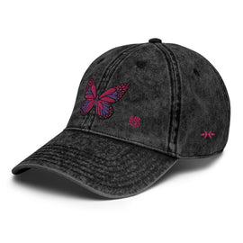 Vintage Cotton Twill Cap ~蝶 - Butterfly - 蝶~  Pink & Purple - Premium  from Arekkusu-Store - Just $28! Shop now at Arekkusu-Store