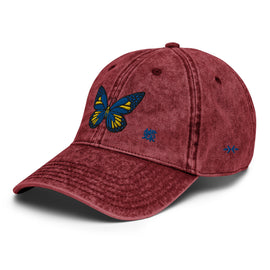 Vintage Cotton Twill Cap ~蝶 - Butterfly - 蝶~  Royal & Yellow - Premium  from Arekkusu-Store - Just $28! Shop now at Arekkusu-Store